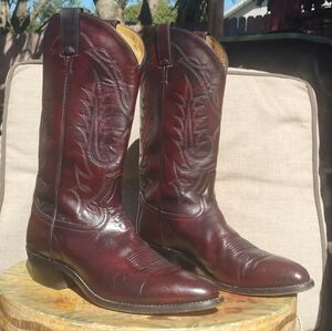 Tony Lama Burgundy Leather Western Cowboy Boots